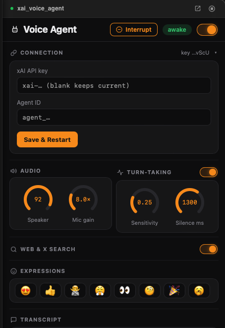 The control panel